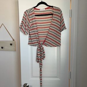 American Threads tie front crop top.